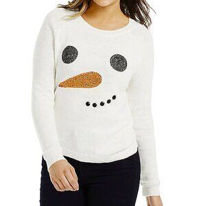 Bethany Mota Long Sleeve Sequined Snowman Holiday Sweater  15951